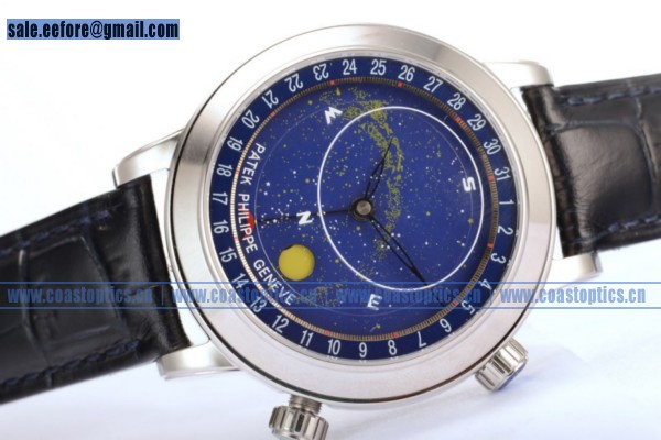Replica Patek Philippe Grand Complication Sky Moon Celestial Compass Watch Steel 6102P (GF)